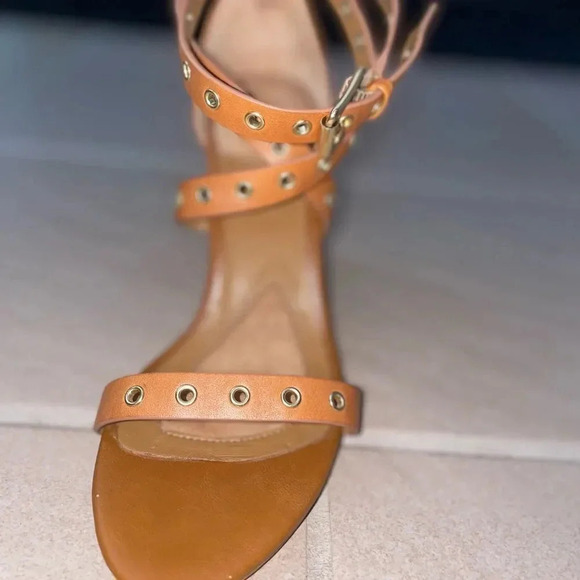 ISOLA DAMAR BROWN HEELED SANDAL WRAP AROUND STRAPS WITH GROMMET DETAIL SIZE 7.5 - Picture 15 of 15